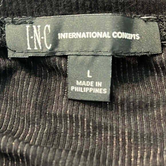 INC International Concepts Long Sleeve Ribbed Tee Black Size Large - Picture 3 of 6